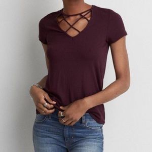 AEO Soft & Sexy Cage Front T-Shirt.